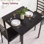 Ensemble table et chaises 3 pièces pour petits espaces, salle à manger, ensemble dînette moderne d'intérieur pour 2 personnes, ensemble table à manger carrée pour dînette