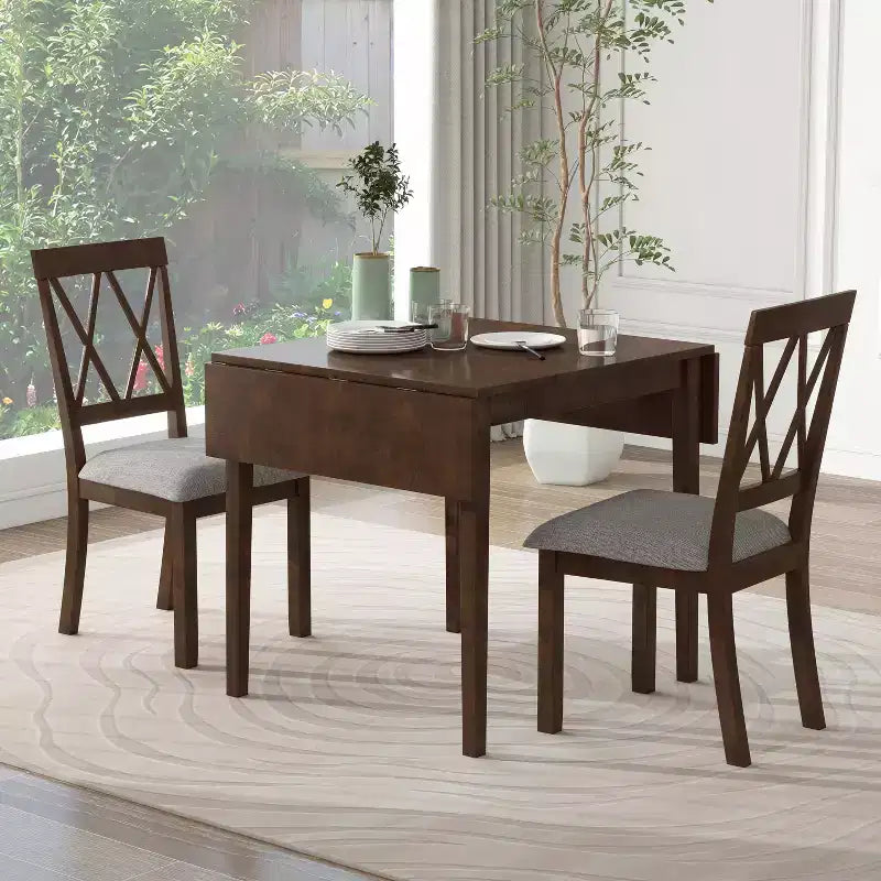 Ensemble de salle à manger 3 pièces extensible Merax avec chaises rembourrées