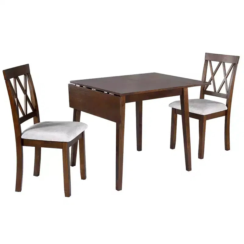 Ensemble de salle à manger 3 pièces extensible Merax avec chaises rembourrées