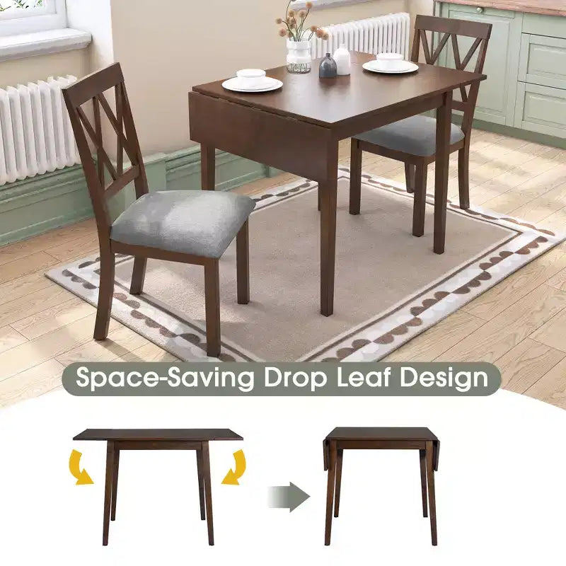 Ensemble de salle à manger 3 pièces extensible Merax avec chaises rembourrées