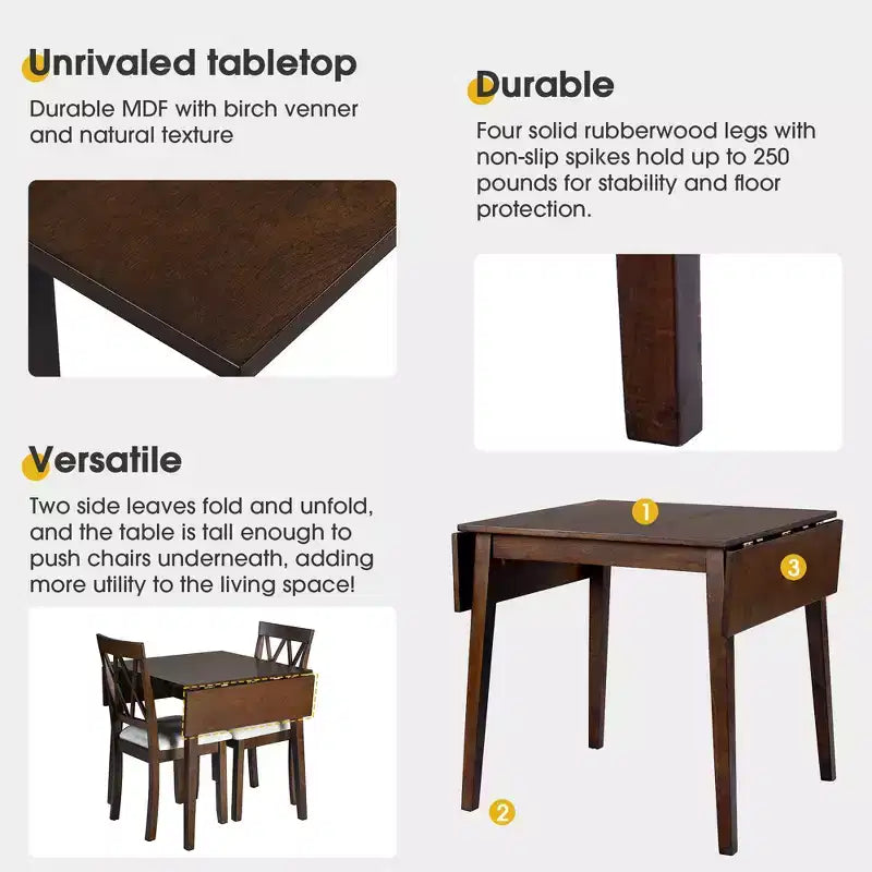Ensemble de salle à manger 3 pièces extensible Merax avec chaises rembourrées