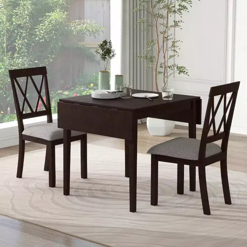 Ensemble de salle à manger 3 pièces extensible Merax avec chaises rembourrées