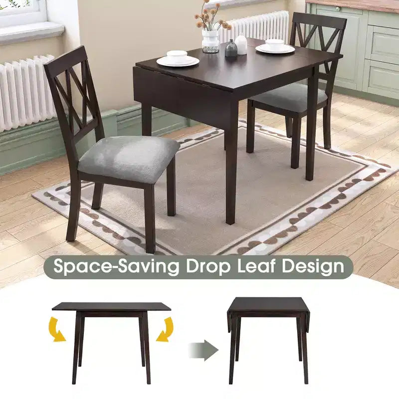 Ensemble de salle à manger 3 pièces extensible Merax avec chaises rembourrées
