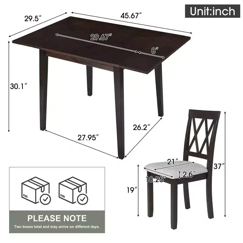 Ensemble de salle à manger 3 pièces extensible Merax avec chaises rembourrées
