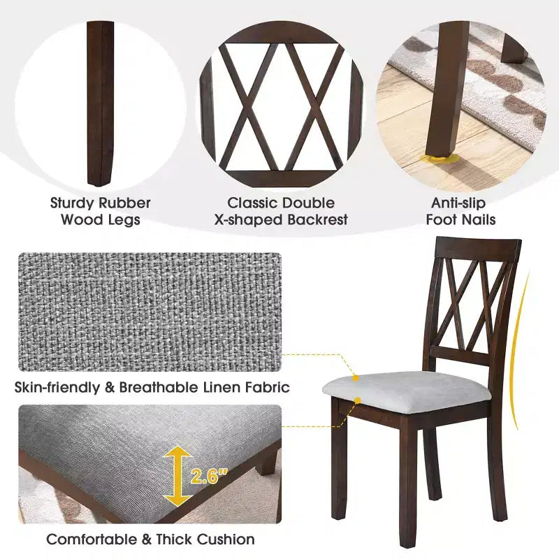 Ensemble de salle à manger 3 pièces extensible Merax avec chaises rembourrées