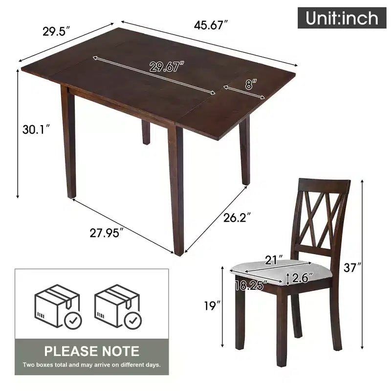 Ensemble de salle à manger 3 pièces extensible Merax avec chaises rembourrées