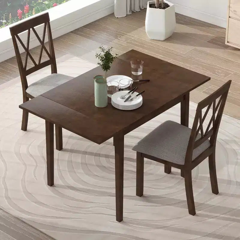 Ensemble de salle à manger 3 pièces extensible Merax avec chaises rembourrées