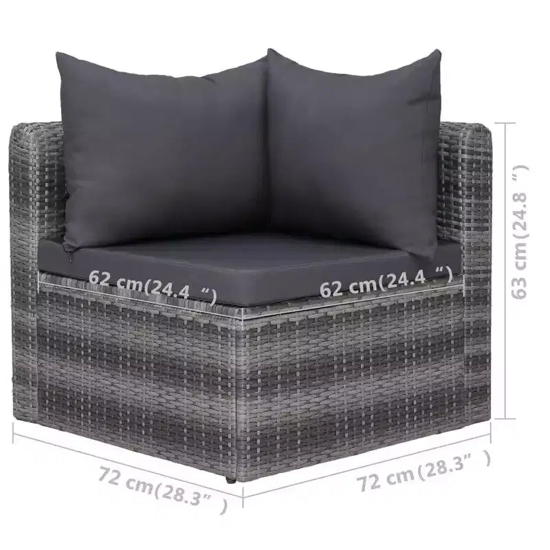 vidaXL Ensemble de canapés gris résine tressée, acier revêtu par poudre, verre 5 pcs