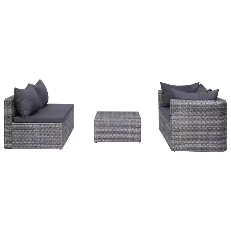 vidaXL Ensemble de canapés gris résine tressée, acier revêtu par poudre, verre 5 pcs