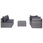 vidaXL Ensemble de canapés gris résine tressée, acier revêtu par poudre, verre 5 pcs