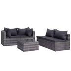 vidaXL Ensemble de canapés gris résine tressée, acier revêtu par poudre, verre 5 pcs