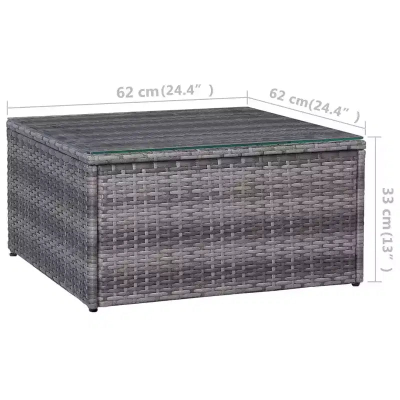 vidaXL Ensemble de canapés gris résine tressée, acier revêtu par poudre, verre 5 pcs