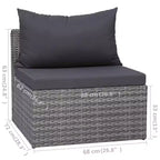 vidaXL Ensemble de canapés gris résine tressée, acier revêtu par poudre, verre 5 pcs