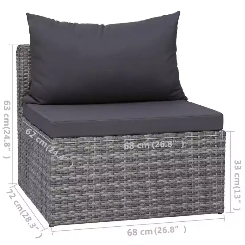 vidaXL Ensemble de canapés gris résine tressée, acier revêtu par poudre, verre 5 pcs
