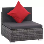 vidaXL Salon de jardin en résine tressée gris - Ensemble canapé 8 pièces avec coussins et plateau de table en verre pour jardin et extérieur
