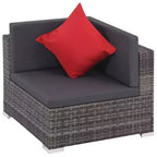 vidaXL Salon de jardin en résine tressée gris - Ensemble canapé 8 pièces avec coussins et plateau de table en verre pour jardin et extérieur