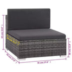 vidaXL Salon de jardin en résine tressée gris - Ensemble canapé 8 pièces avec coussins et plateau de table en verre pour jardin et extérieur