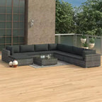 vidaXL Salon de jardin 9 pièces gris