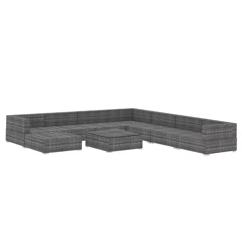 vidaXL Salon de jardin 9 pièces gris