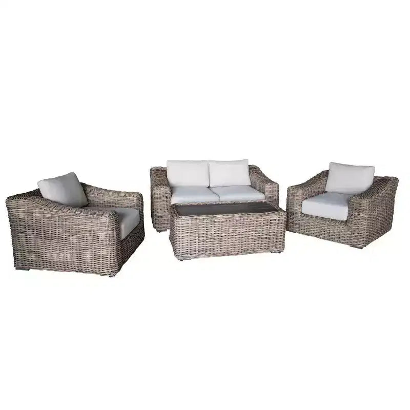 Kinger Home Hawaii 4-Piece Wicker Patio Furniture Set, Outdoor Conversation Patio Set with Deep Seating