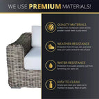 Kinger Home Hawaii Ensemble de Meubles de Jardin en Rotin 4 Pièces, Salon de Jardin Extérieur avec Sièges Profonds