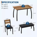 Ensemble de salle à manger 4 pièces avec banc rembourré et 2 chaises, table de cuisine peu encombrante pour appartement ou petite salle à manger