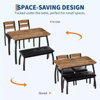 Ensemble de salle à manger 4 pièces avec banc rembourré et 2 chaises, table de cuisine peu encombrante pour appartement ou petite salle à manger