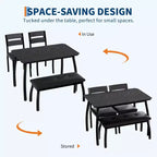 Ensemble de salle à manger 4 pièces avec banc rembourré et 2 chaises, table de cuisine peu encombrante pour appartement ou petite salle à manger
