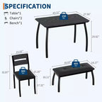 Ensemble de salle à manger 4 pièces avec banc rembourré et 2 chaises, table de cuisine peu encombrante pour appartement ou petite salle à manger