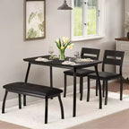 Ensemble de salle à manger 4 pièces avec banc rembourré et 2 chaises, table de cuisine peu encombrante pour appartement ou petite salle à manger