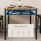 Ensemble Table et Chaises de Salle à Manger CuisinSmart pour 4, avec Banc Rembourré et 2 Tabourets Carrés, avec Étagères de Rangement, Ensemble de Meubles de Salle à Manger pour Petits Espaces