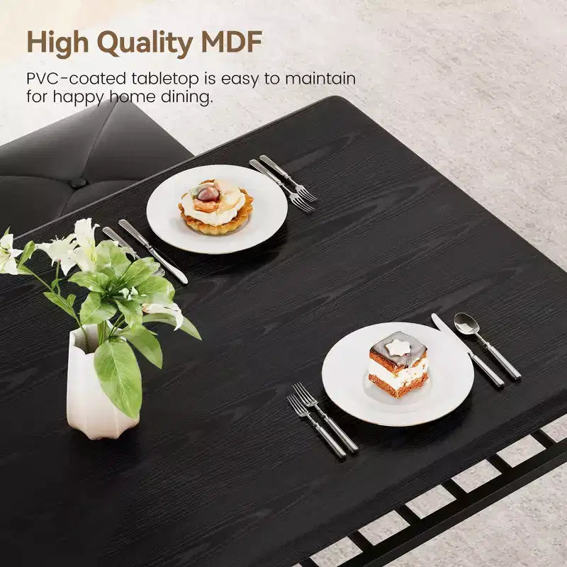 Ensemble Table et Chaises de Salle à Manger CuisinSmart pour 4, avec Banc Rembourré et 2 Tabourets Carrés, avec Étagères de Rangement, Ensemble de Meubles de Salle à Manger pour Petits Espaces