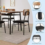 Ensemble de salle à manger 5 pièces pour 4 personnes, table de cuisine en bois avec étagère de rangement, 4 chaises rembourrées, ensemble de salle à manger pour petit espace, appartement