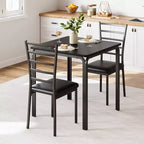 Table de salle à manger pour 2, Ensembles de table de cuisine carrée avec 2 chaises rembourrées, Table à manger moderne en bois peu encombrante, Meubles de salle à manger