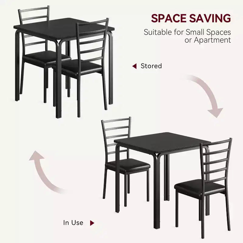 Table de salle à manger pour 2, Ensembles de table de cuisine carrée avec 2 chaises rembourrées, Table à manger moderne en bois peu encombrante, Meubles de salle à manger