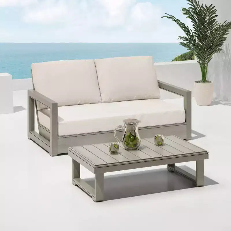 Christopher Knight Home Zip Ensemble causeuse et table basse d'extérieur en bois d'acacia avec coussins