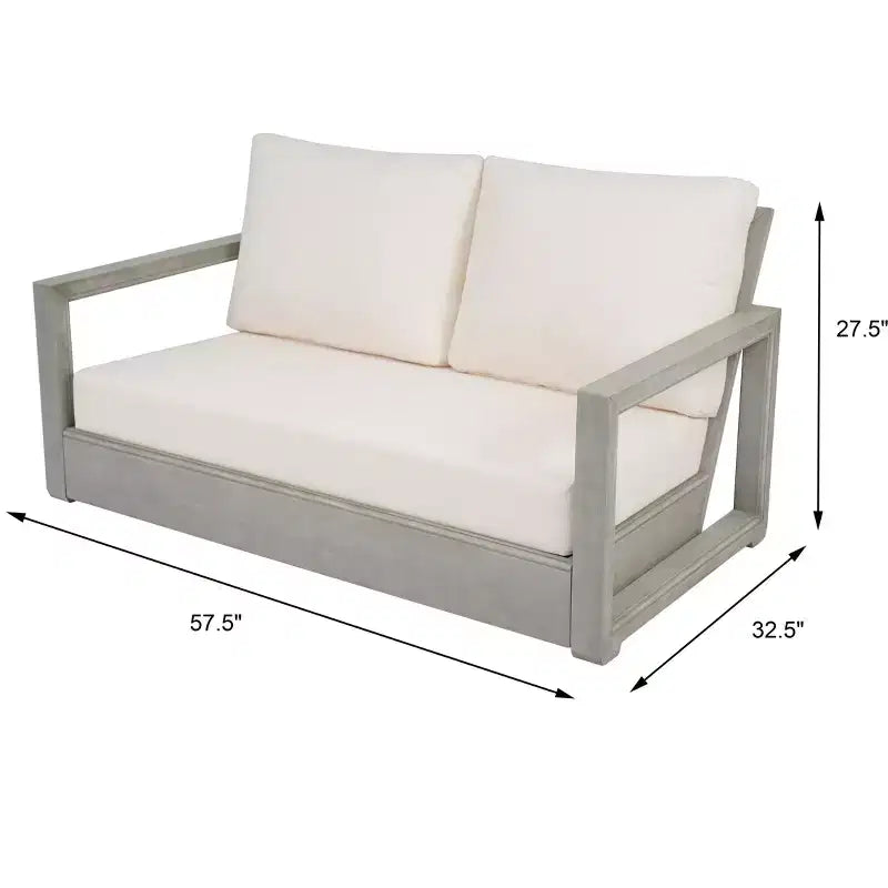 Christopher Knight Home Zip Ensemble causeuse et table basse d'extérieur en bois d'acacia avec coussins