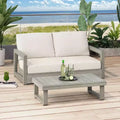 Christopher Knight Home Zip Outdoor Acacia Wood Loveseat and Coffee Table Set with Cushions