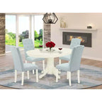 HomeStock 5 Piece Linen White Parsons Dining Set