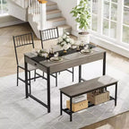 Ensemble table à manger pour 4, petite table de cuisine et 2 chaises pour 4 avec banc, ensemble table de ferme rectangulaire