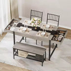Ensemble table à manger pour 4, petite table de cuisine et 2 chaises pour 4 avec banc, ensemble table de ferme rectangulaire