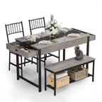 Ensemble table à manger pour 4, petite table de cuisine et 2 chaises pour 4 avec banc, ensemble table de ferme rectangulaire