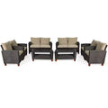 Costway 8PCS Patio Rattan Furniture Set Solid Wood Leg Cushioned Sofa Garden Lawn