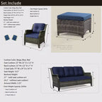 Ensemble de meubles de patio Bestier, ensemble de conversation en osier 5 pièces avec coussin épais et poufs, chaises de canapé en rotin d'extérieur pour arrière-cour, jardin, porche