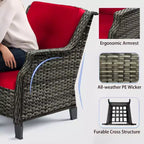 Ensemble de meubles de patio Bestier, ensemble de conversation en osier 5 pièces avec coussin épais et poufs, chaises de canapé en rotin d'extérieur pour arrière-cour, jardin, porche