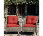 Ensemble de meubles de patio Bestier, ensemble de conversation en osier 5 pièces avec coussin épais et poufs, chaises de canapé en rotin d'extérieur pour arrière-cour, jardin, porche