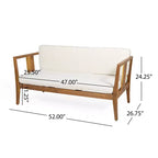 Christopher Knight Home Ted – Ensemble de conversation extérieur 4 pièces en bois d'acacia avec coussins et table basse à lattes