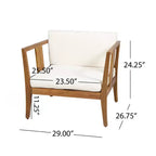 Christopher Knight Home Ted – Ensemble de conversation extérieur 4 pièces en bois d'acacia avec coussins et table basse à lattes