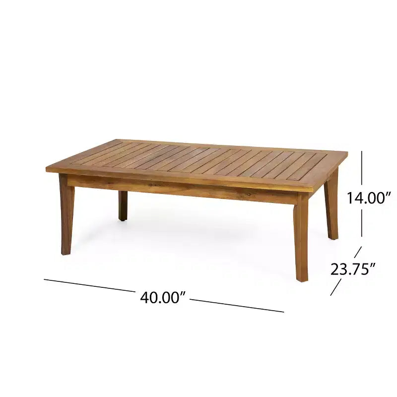 Christopher Knight Home Ted – Ensemble de conversation extérieur 4 pièces en bois d'acacia avec coussins et table basse à lattes