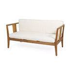 Christopher Knight Home Ted – Ensemble de conversation extérieur 4 pièces en bois d'acacia avec coussins et table basse à lattes
